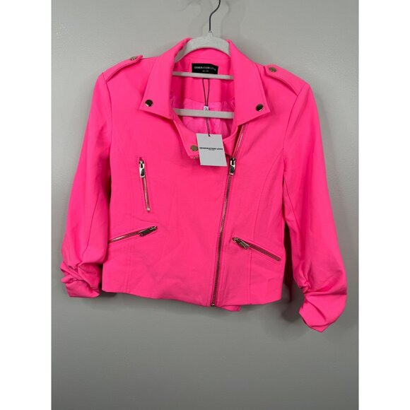 Generation Love Colleen Crepe Moto Jacket Blazer in Ultra Pink Size S NWT - Picture 5 of 6